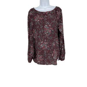 Loft Outlet Long Sleeve Round Neck Paisley Print Blouse Size L